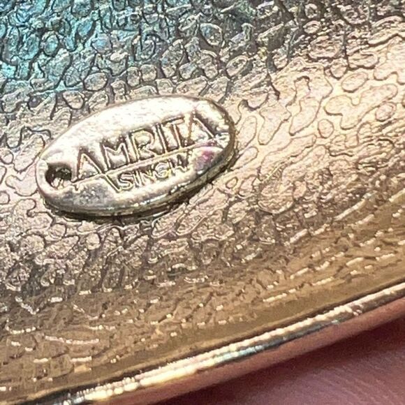 Amrita Singh Blue and White Enameled Hinged Cuff Bracelet - Picture 6 of 7